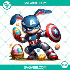 Captain America Chibi Easter Bunny PNG Image, Marvel Character Happy Easter Eggs PNG Images