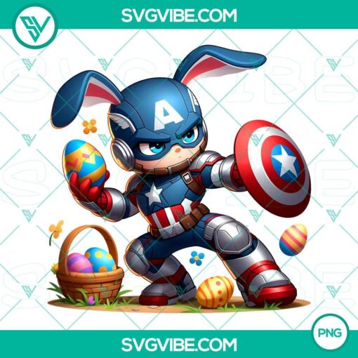 captain america chibi easter bunny png marvel character happy easter eggs png mockup 1