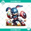 Captain America Chibi Easter Bunny and Marvel Character themed Happy Easter Eggs PNG file, perfect for Easter designs.