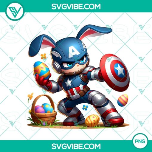 captain america chibi easter bunny png marvel character happy easter eggs png mockup