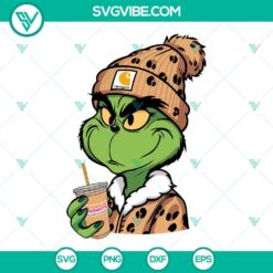 Carhartt Grinch Dunkin Donuts, Bougie Leopard Christmas SVG files for download, perfect for Dunkin Donuts fans.