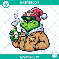 Carhartt Grinch holding Don Julio Tequila bottle, PNG download.