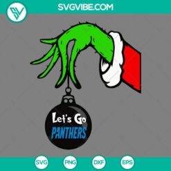 Christmas, Sports, SVG Files, Carolina Panthers Grinch Hand With Ornament SVG 9