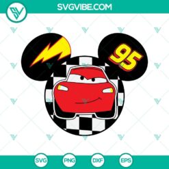 Disney, SVG Files, Cars Lightning Mcqueen 95 SVG File PNG DXF EPS Cricut 3