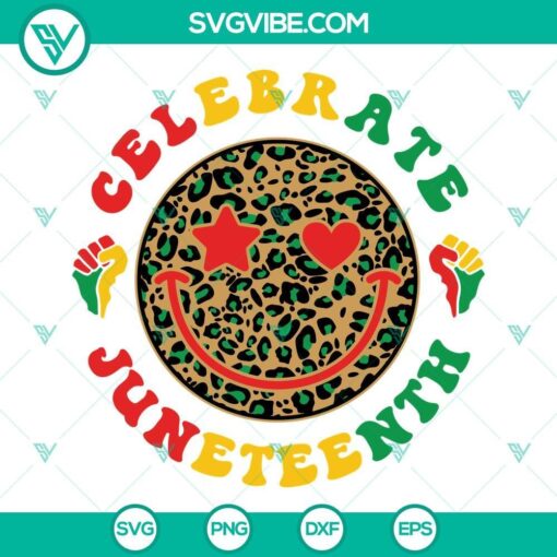 celebrate juneteenth smiley face svg juneteenth svg happy face leopard print svg celebrate juneteenth svg 10 mockup