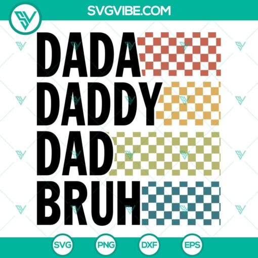 checkered dada daddy dad bruh svg retro dad svg funny father s day quote svg png dxf eps 6 mockup