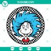 Checkered Dr Seuss SVG for Read Across America. Dr Seuss Day download with colorful design, great for educational projects.