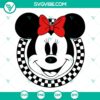 Checkered Minnie Mouse head SVG download featuring Disney Mouse Girl design elements. Perfect for crafting projects.