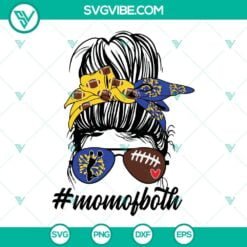 Football, Sports, SVG Files, Cheer And Football MOM Of Both SVG File, Blue 2