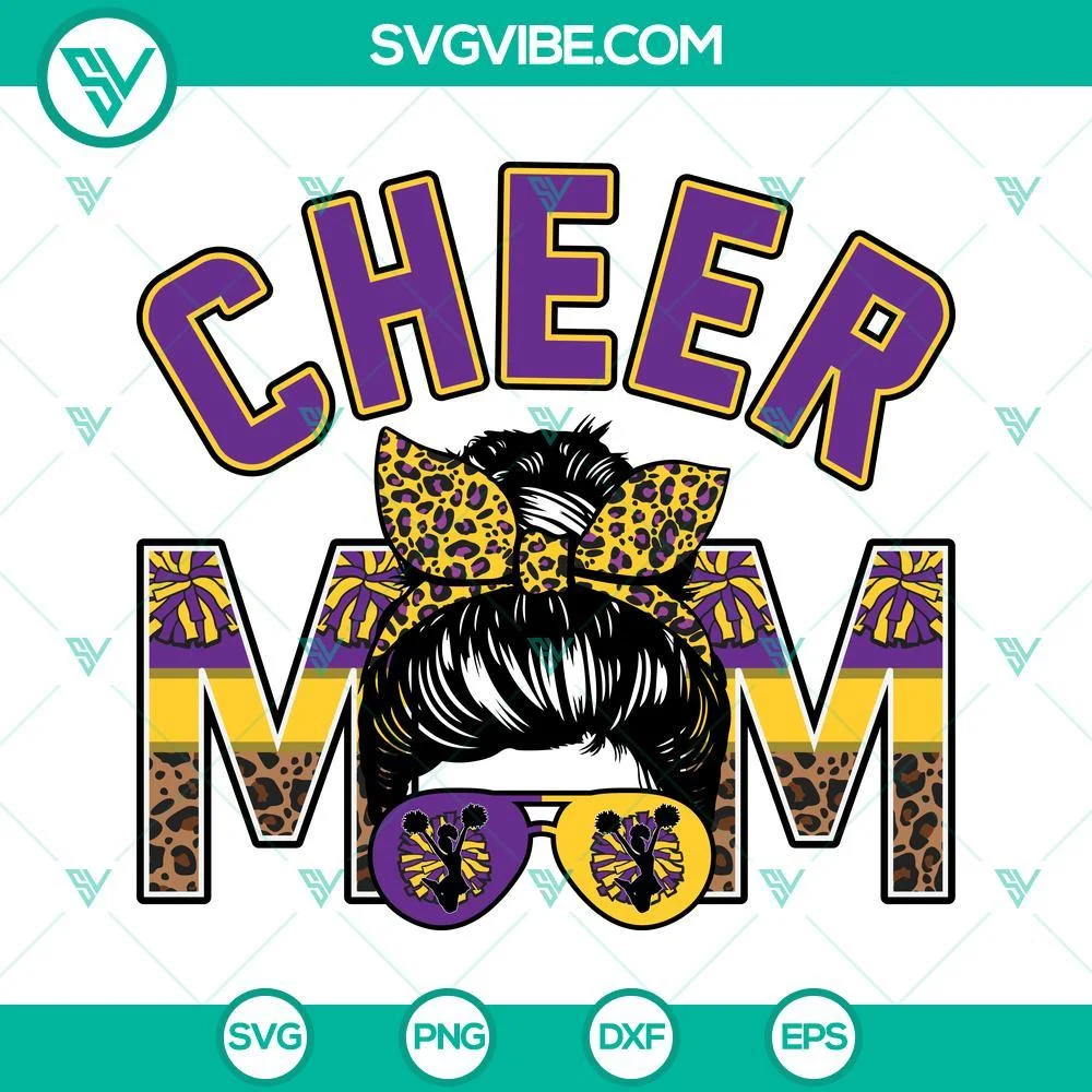 Football, Sports, SVG Files, Cheer Mom Purple And Yellow Gold SVG Files, 1