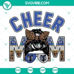 Cheer Mom Royal Blue And Silver SVG Images, Leopard  Messy Bun Cheer Mom