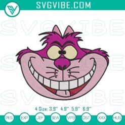 Disney Embroidery Designs, Embroidery Designs, Cheshire Cat Face Embroidery 13