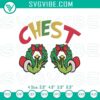 Chest Grinch Hand Christmas Embroidery File featuring festive Grinch holiday pattern for digital download.