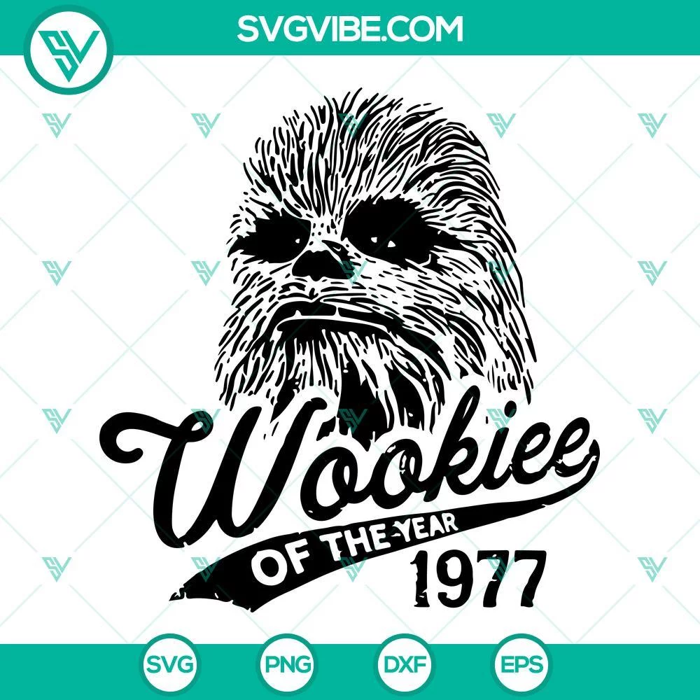 Movies, SVG Files, Chewbacca Wookiee 1977 SVG Download, Star Wars Movies VG PNG 1