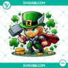 Chibi Baby Thor Marvel St Patrick's Day PNG featuring Thor with Shamrock 4 Leaf Clover, ideal for PNG download.