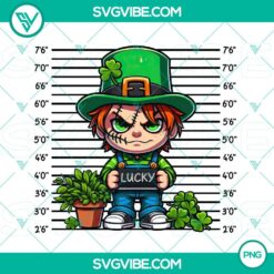 Chibi Chucky horror killer PNG and Lucky Chucky shamrock 4 leaf clover PNG design for digital use.