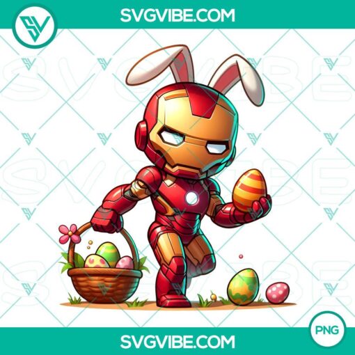 chibi iron man easter day bunny png happy easter eggs superhero png mockup 1