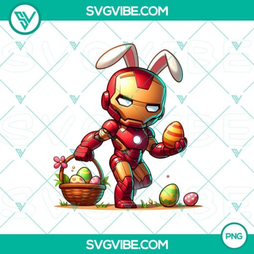 chibi iron man easter day bunny png happy easter eggs superhero png mockup