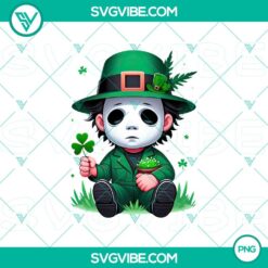 Chibi Michael Myers PNG File, St Patricks Day themed image of Chibi Horror Character, ideal for digital projects.