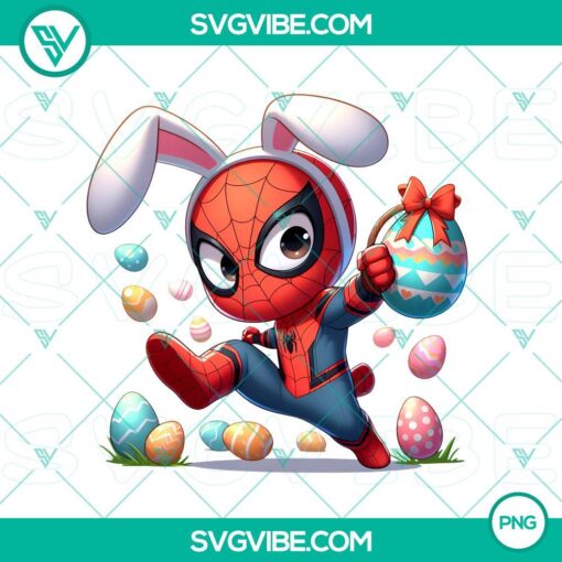 chibi spider man easter bunny png happy easter eggs png hero easter png mockup