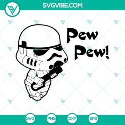 Chibi Stormtrooper Pew Pew SVG files, ideal for Star Wars fans, download Stormtrooper SVG design.