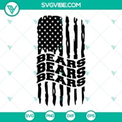 Chicago Bears American flag themed SVG download featuring Bears football team logos in PNG, DXF, and EPS formats for digital use.