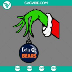 Christmas, Sports, SVG Files, Chicago Bears Grinch Hand With Ornament SVG File, 8