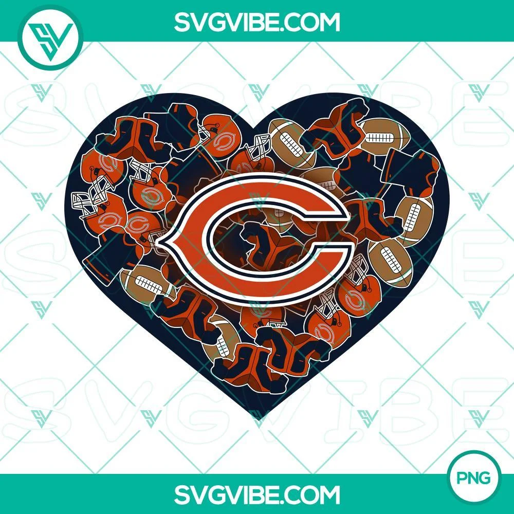 chicago bears heart valentine png file designs mockup