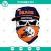 Chicago Bears themed skull SVG design with football elements, includes PNG, DXF, and EPS cut files for crafting projects.