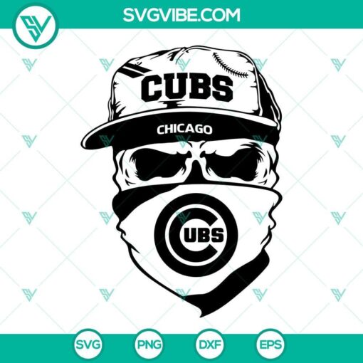 chicago cubs skull svg cubs baseball svg png dxf eps cut files 4 mockup