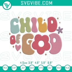 Child of God retro embroidery designs with Christian Jesus theme. Ideal for machine file use.