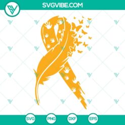 Awareness, Cancer, SVG Files, Childhood Cancer Ribbon SVG File, Gold Cancer 20