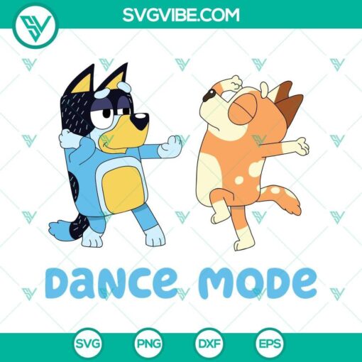 chilli heeler and bandit heeler dance mode svg bluey family dancing svg funny bluey dog cartoon svg png dxf eps 4 mockup