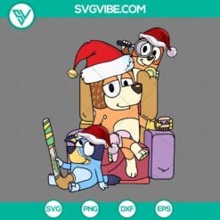 Christmas, Disney, SVG Files, Chilli Heeler Bluey And Bingo Merry Christmas SVG 2