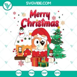 Christmas, Disney, SVG Files, Chilli Heeler Bluey Merry Christmas SVG File PNG 4