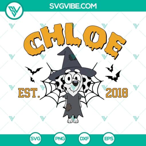 chloe bluey halloween est 2018 svg chloe dog witch svg bluey friends halloween svg png dxf eps 9 mockup