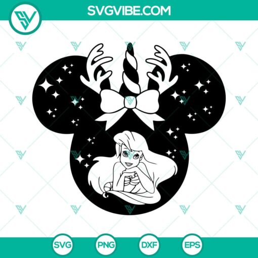 christmas ariel the little mermaid svg disney princess mouse head christmas svg cut file 4 mockup