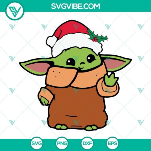 christmas baby yoda svg png eps dxf clipart cricut silhouette 10 mockup