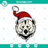 Christmas bear wearing Santa hat SVG, grizzly bear clipart, holiday-themed digital download.