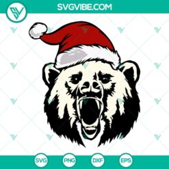 Christmas Bear SVG Images, Bear Santa Hat Christmas SVG Download, Grizzly Bear 5