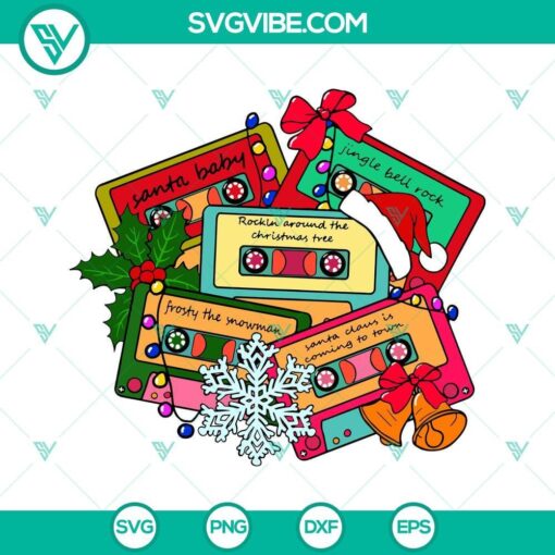 christmas cassette tapes svg christmas music 90s svg cassette christmas svg png dxf eps file design 7 mockup