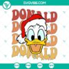 Disney Christmas Donald Duck wearing a Santa hat SVG download, vibrant Merry Christmas SVG images with festive design.