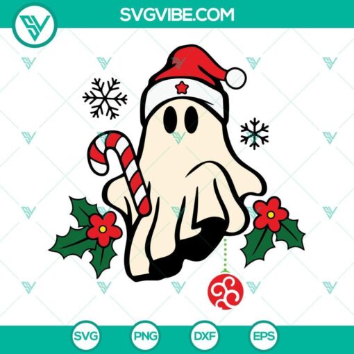 christmas ghost santa hat svg spooky christmas svg christmas flower ghost svg 7 mockup