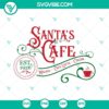 Christmas themed hot cocoa and Santa Cafe SVG files with Santa Claus design, perfect for holiday crafts.
