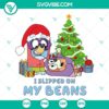 Bluey Christmas SVG design featuring "Christmas I Slipped On My Beans" text, available for download.