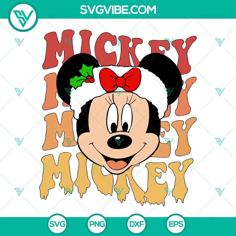 Christmas, Disney, SVG Files, Christmas Mickey Face Santa Hat SVG Download, 1