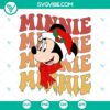 Disney Minnie Mouse wearing a Santa hat, festive Christmas SVG file for crafts, Disney-themed holiday design.