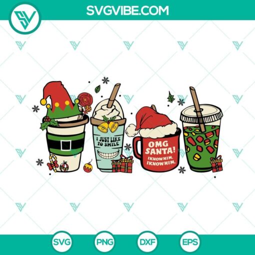 christmas movie elf coffee cup svg omg santa i know him svg i just like to smile svg elf coffee svg elf svg 10 mockup