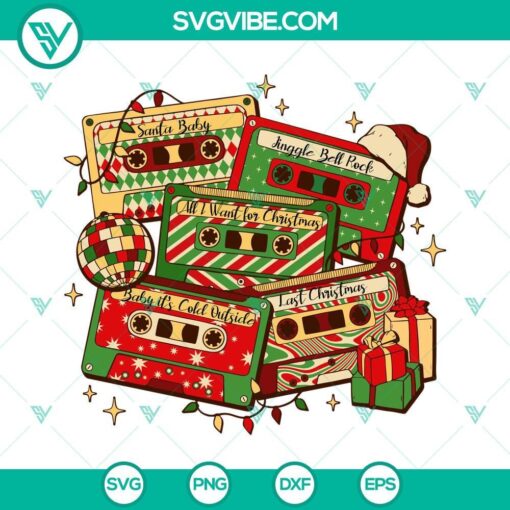 christmas music cassette tapes svg christmas cassette svg christmas music svg png dxf eps cut files 8 mockup