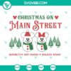 Disney Christmas SVG images of Mickey and Minnie Mouse celebrating Christmas on Main Street, perfect for holiday crafts and decorations.